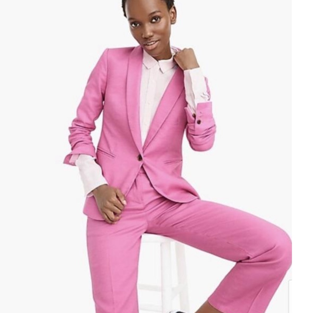 New J.Crew Vivid Fuchsia Parke Linen Blazer